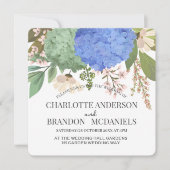 Invitation Blue Hydrangeas Floral Mariage (Devant)