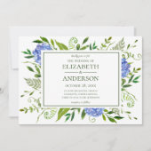 Invitation Blue Hydrangeas Floral Mariage d'aquarelle (Devant)