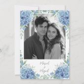 Invitation Blue Hydrangeas Floral Photo Elegant Wedding (Dos)