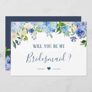 Invitation Blue Hydrangeas Floral Serez-Vous Ma Femme D'Accue