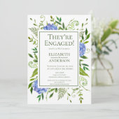 Invitation Blue Hydrangeas Floral Watercolor Engagement (Debout devant)