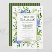 Invitation Blue Hydrangeas Floral Watercolor Engagement (Devant / Derrière)