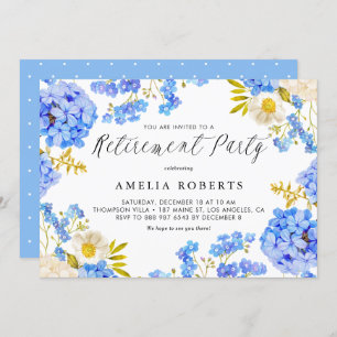 Invitation Blue Hydrangeas Floral Winter Retirement Party
