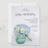 Invitation Blue Hydrangeas in Jar Vase fête d'anniversaire (Devant)