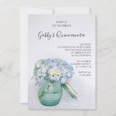 Invitation Blue Hydrangeas in Jar Vase Quinceanera Party (Devant)