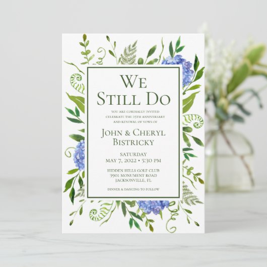 Invitation Blue Hydrangeas Nous Faisons Toujours (Debout devant)