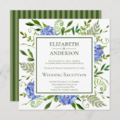 Invitation Blue Hydrangeas Réception De Mariage (Devant / Derrière)