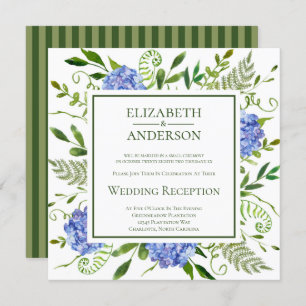 Invitation Blue Hydrangeas Réception De Mariage