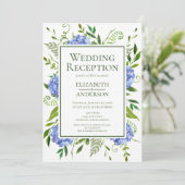 Invitation Blue Hydrangeas Réception De Mariage (Debout devant)