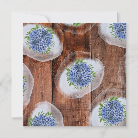 Invitation Blue Hydrangeas Rustic Wood 75e anniversaire (Dos)