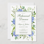 Invitation Blue Hydrangeas Script Dîner de répétition (Devant)