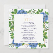 Invitation Blue Hydrangeas Surprise 5e anniversaire Mariage (Devant)