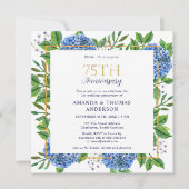 Invitation Blue Hydrangeas Surprise 75e anniversaire de Maria (Devant)