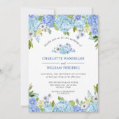 Invitation Blue Hydrangeas Verdure Mariage aquarelle (Devant)