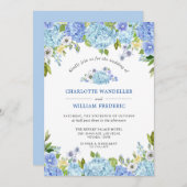 Invitation Blue Hydrangeas Verdure Mariage aquarelle (Devant / Derrière)
