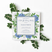 Invitation Blue Hydrangeas Watercolor 30e fête d'anniversaire