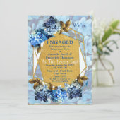 Invitation Blue Hydrangeas Watercolor Flowers Fiançailles (Debout devant)