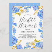 Invitation Blue Hydrangeas Winter Floral Bridal Brunch (Devant / Derrière)
