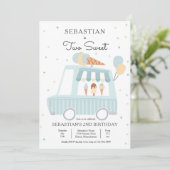 Invitation Blue Ice Cream Camion Deux sucré 2e fête d'anniver (Debout devant)