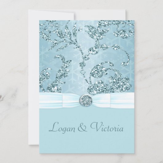Invitation Blue Ice Sparkland Wonderland Mariage (Devant)