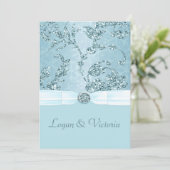 Invitation Blue Ice Sparkland Wonderland Mariage (Debout devant)