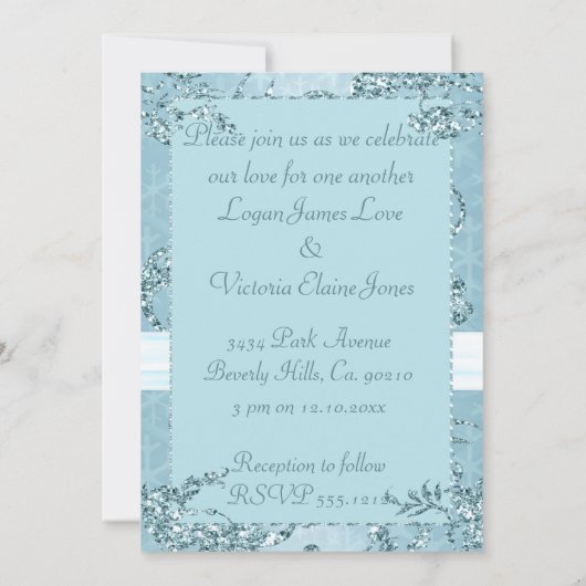 Invitation Blue Ice Sparkland Wonderland Mariage (Dos)