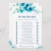 Invitation Blue Il Dit Qu'Elle A Dit Fête des mariées Game Ca (Devant / Derrière)