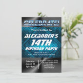 Invitation Blue Industrial Ado Tween Boys Jeu Anniversaire (Debout devant)