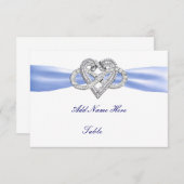 Invitation Blue Infinity Heart Mariage Table Place Card (Devant / Derrière)