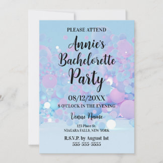 Invitation Blue Iridescente Cercles Bachelorette Party