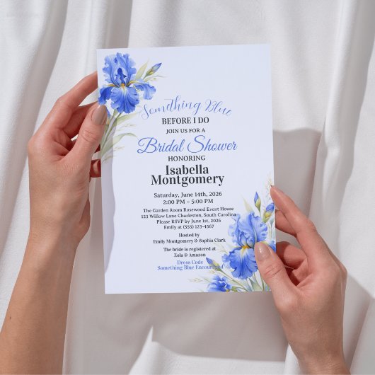 Invitation Blue Iris Something Blue Before I Do Bridal Shower