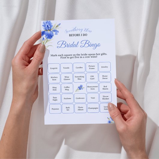 Invitation Blue Iris Something Blue Bridal Shower Game Bingo