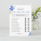 Invitation Blue Iris Something Blue He Said She Said Game (Debout devant)