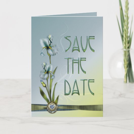 Invitation Blue Iris Wedding Enregistrer la Date (Devant)