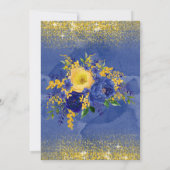 Invitation Blue Jaune Floral Gold Parties scintillant (Dos)