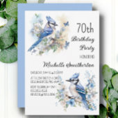 Invitation Blue Jay Bird Flowers Springtime 70e anniversaire