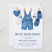 Invitation Blue Jean Baby Baby shower moderne Denim (Devant)