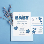 Invitation Blue Jean Baby | Baby shower moderne | Patchwork