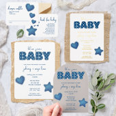 Invitation Blue Jean Baby | Baby shower moderne | Patchwork