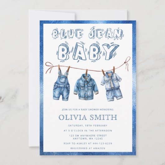 Invitation Blue Jean Baby Boy Douche (Devant)