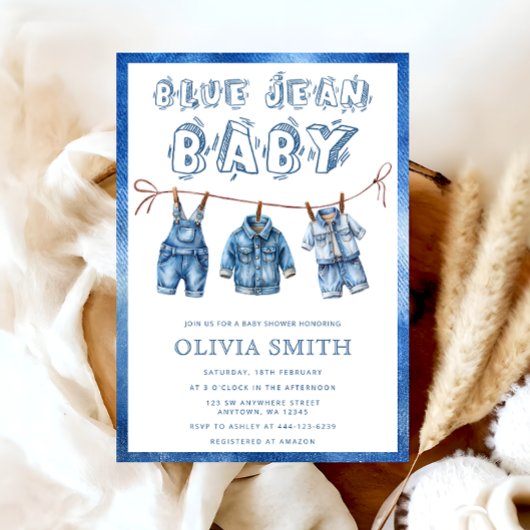 Invitation Blue Jean Baby Boy Douche