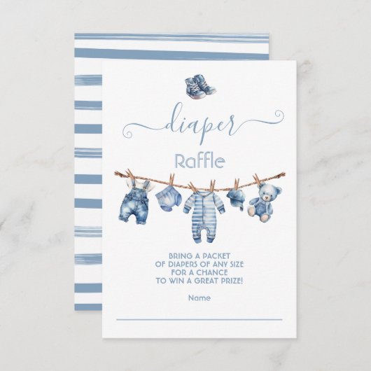 Invitation Blue Jean Baby Denim Raffle de couche (Devant / Derrière)