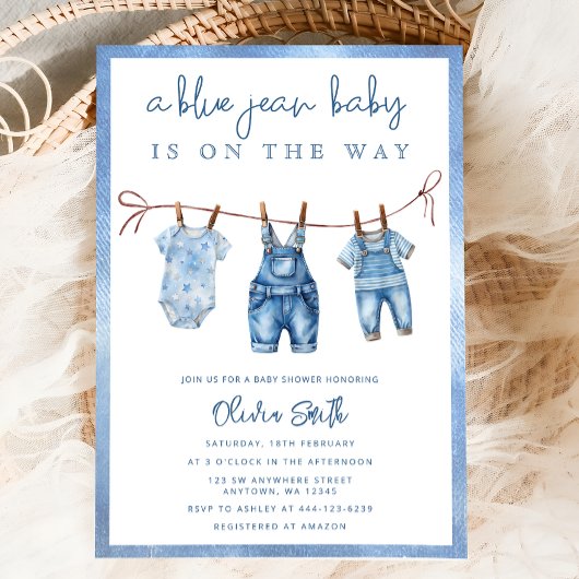 Invitation Blue Jean Baby est sur le chemin Denim Boy Baby sh