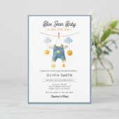 Invitation Blue Jean Baby Is On The Way Baby Shower (Debout devant)
