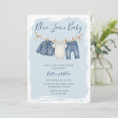 Invitation Blue Jean Baby shower Baby Outfit (Debout devant)