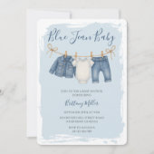 Invitation Blue Jean Baby shower Baby Outfit (Devant)