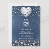 Invitation Blue Jean Denim & Bling Diamonds Baby shower (Dos)