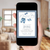 Invitation Blue Jean Denim Boy Gingham Baby Shower 