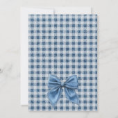 Invitation Blue Jean Denim Coquette Bow En vichy Baby shower (Dos)