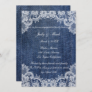 Invitation Blue Jean Denim Et Lace